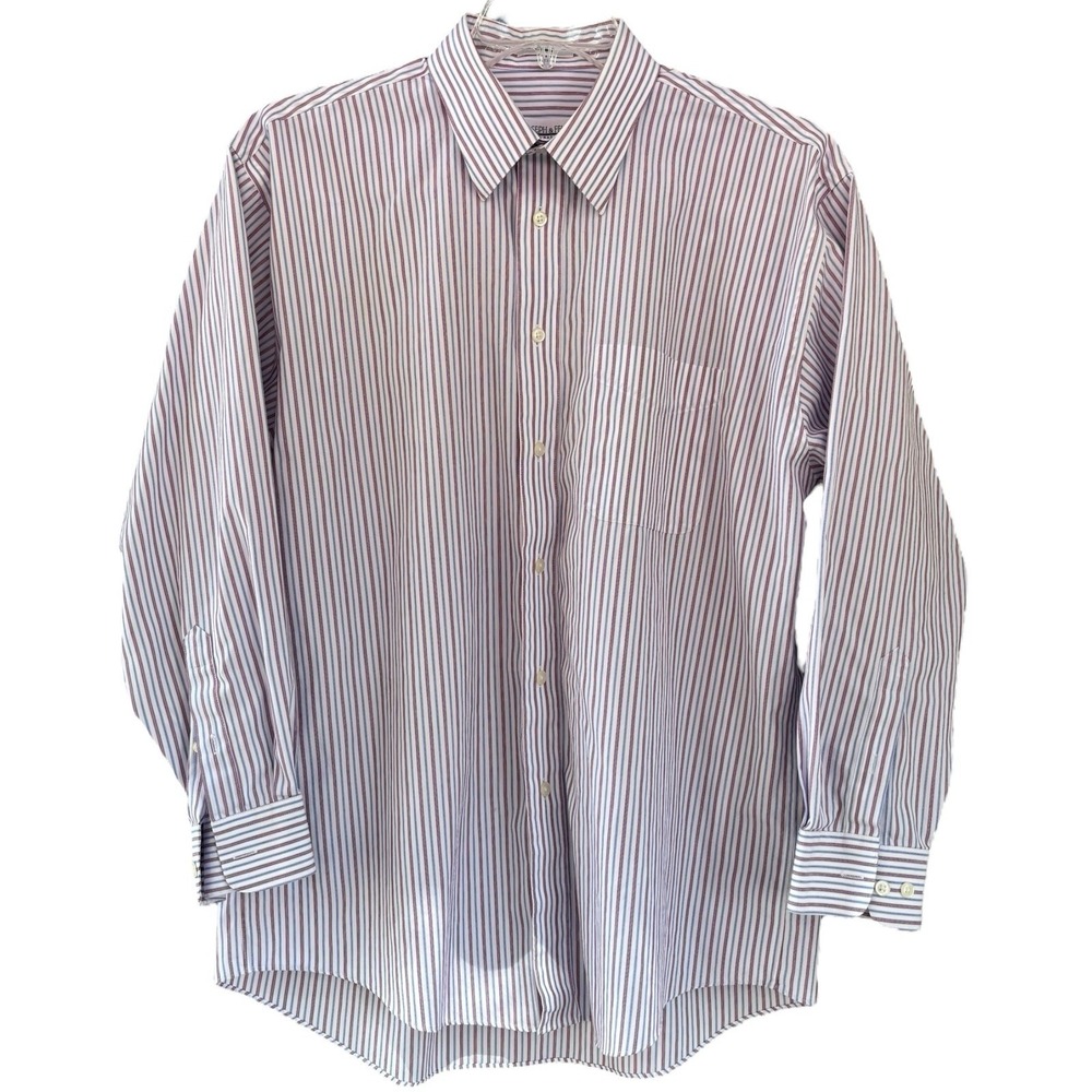 Joseph & Feiss Dress Shirt Mens 16.5 32/33‎ 80s 2-Ply Non Iron Striped Cotton